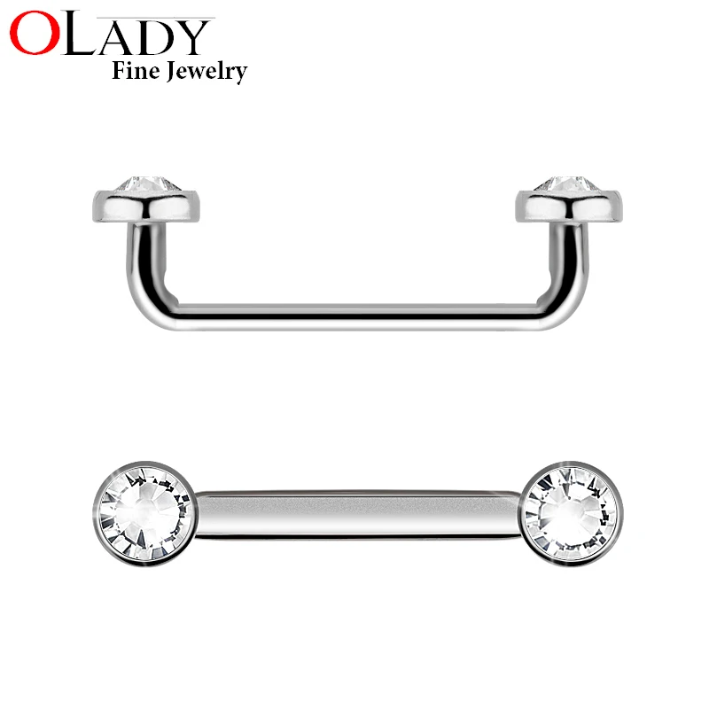 100% титановый G23 штанга с внутренней резьбой плоским верхом для пирсинга