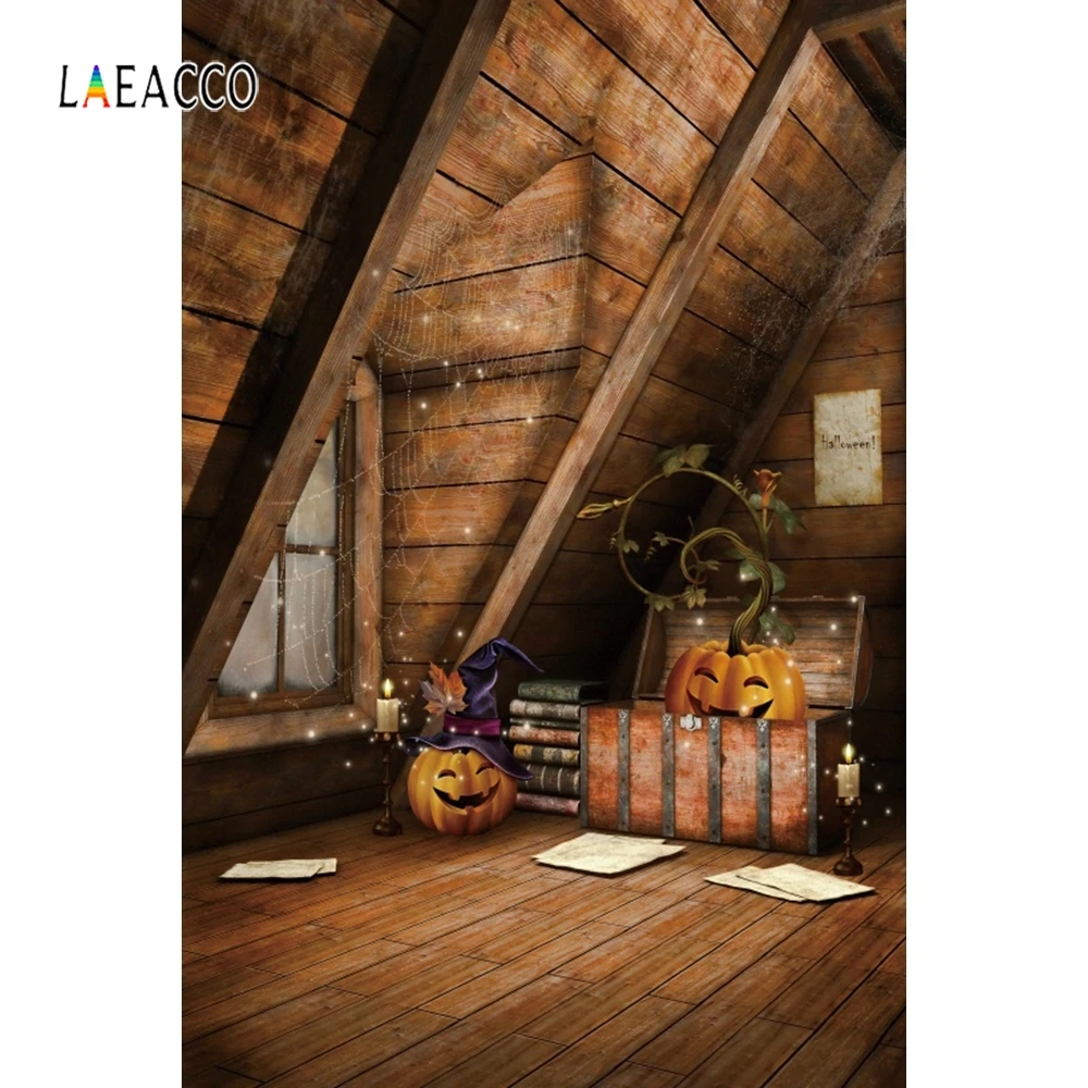 Laeacco Cabin деревянный дом Тыква Паук Паутина Волшебные фотографические фоны