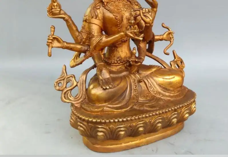 Тибетская медная бронза четыре головы восемь рук Ushnisha Vijaya Kwan-Yin Buddha - купить по