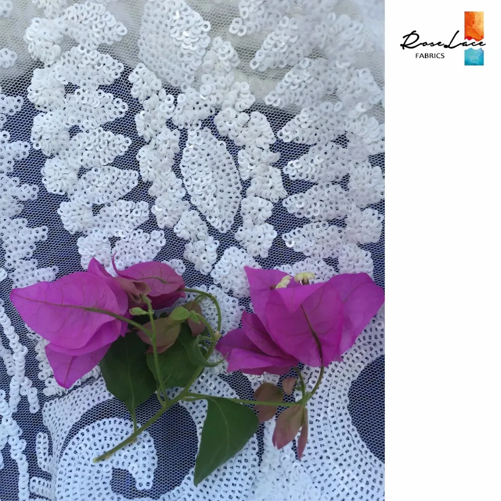 Африканская белая сетчатая кружевная ткань с блестками 2019 стиль Нигерия блестки