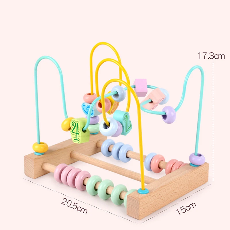 

Wooden Toys Counting Circles Bead Wire Maze Roller Coaster Educational Wood Puzzles Math Toys Gifts For Chilrden Kid Baby