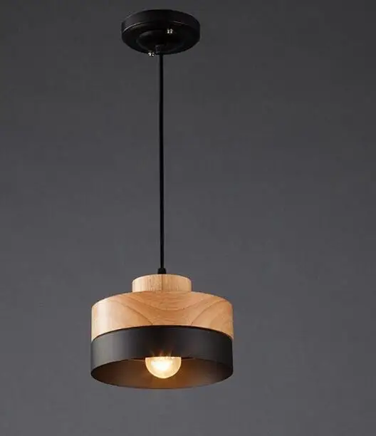 Черный белый дуб дерево железо Круглый квадратный подвесной светильник шнур