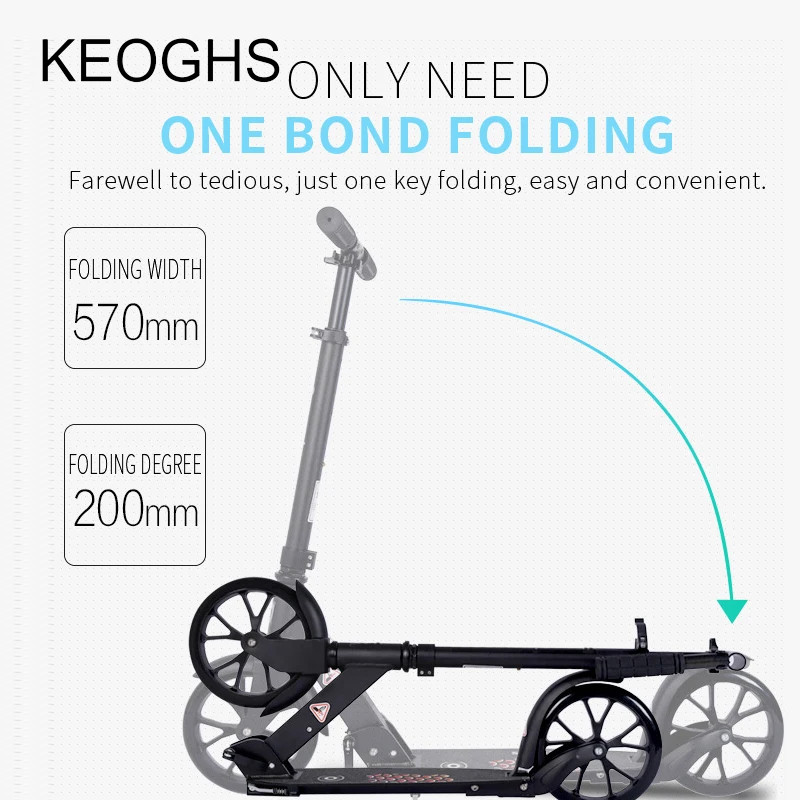 New Model Kick Scooter For Adult Adjustable Height child Foldable Scooters All aluminum 20 CM 2 PU wheels | Спорт и развлечения