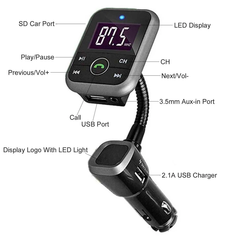 Bluetooth Автомобильный mp3 плеер комплект Громкая связь fm модулятор беспроводной