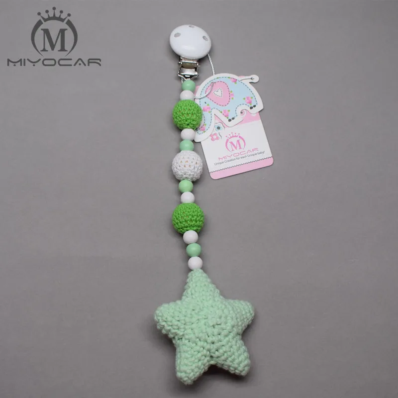 MIYOCAR handmade wood clip green Crochet heart with stroller toy chain for pram mobile rattle | Игрушки и хобби