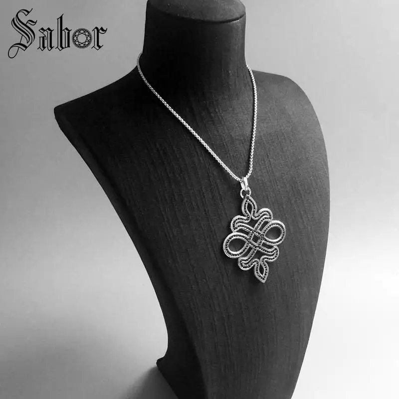 Кулоны с узлом из черного циркона Модная бижутерия серебряный цвет винтажный