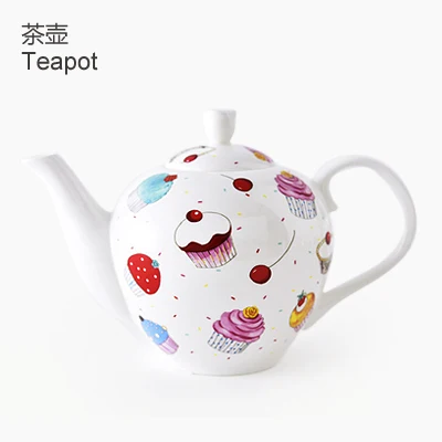 teapot Французский костяного фарфора торт тарелка Милая белая фарфоровая посуда набор Цзиндэчжэнь тарелка украшение дома - Цвет: teapot