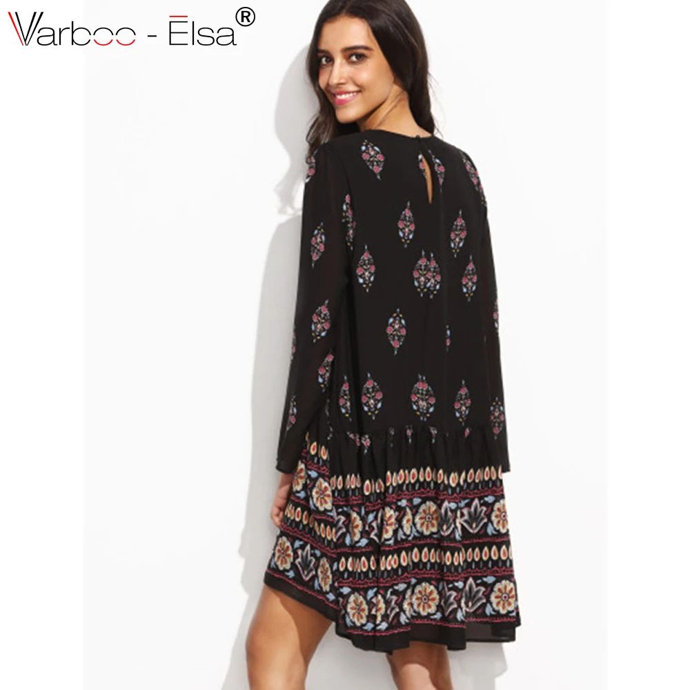 VARBOO_ELSA2017 Мода Чешский Лето Dress Печати Пляж Старинные Сексуальная drwss Женский Vestidos
