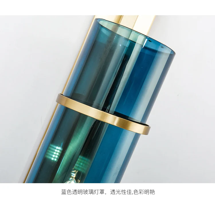 Современный роскошный синий стеклянный абажур Lustre E14 Светодиодный настенный светильник пластина золотой металл Luminaria светодиодные настенные бра светодиодные светильники