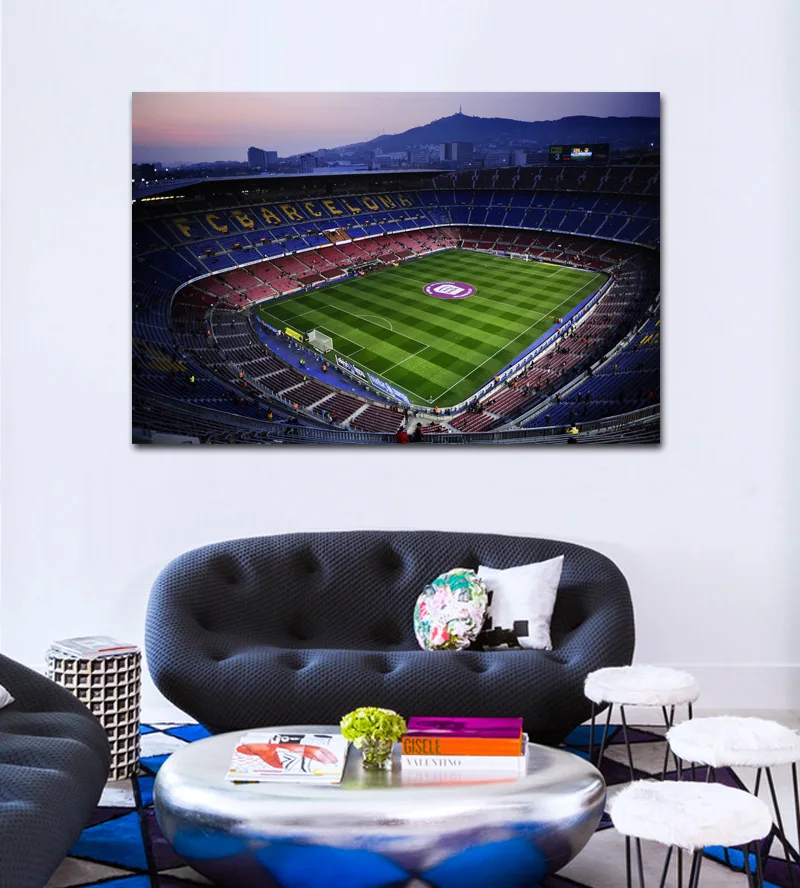 

Nou Camp Football Night soccer stadium artwork posters on the wall picture home living room decoration for bedroom YR367