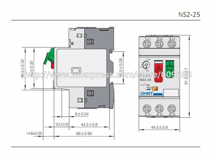 CHINT CHNT пускатель NS2-25 NS2-25X NS2-25/AE11 1,6-2.5A двигатель защита двигателя выключатель двигателя NS2-25/AU11