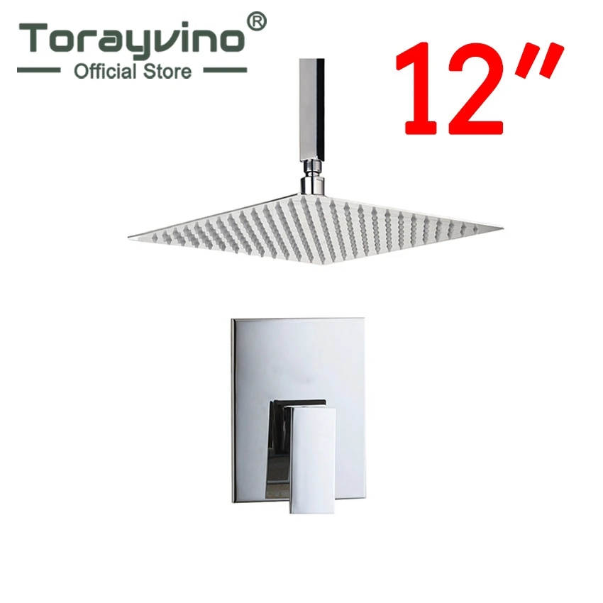 Torayvino Топ для ванной потолочное крепление 12 &quotУльтра тонкая душевая головка с