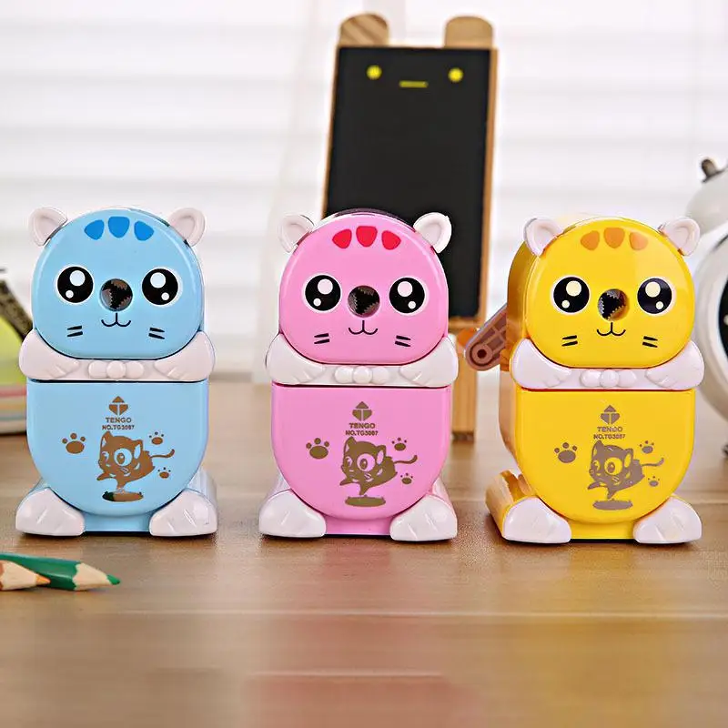 Cartoon Cat Pencils Sharpener Stationary Cute Pencil Cutter For Kids Manual School Afila Lapices | Канцтовары для офиса и дома
