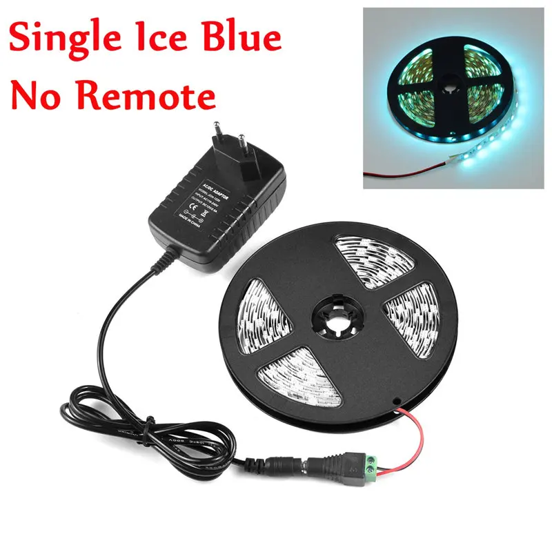 Ice Blue 1 комплект, Светодиодная лента, светильник с диодными лентами, 5050 Тирас, светодиодный 12 В, светодиодный светильник RGB RGBW RGBWW, адаптер питания с европейской вилкой, дистанционный кухонный Декор - Испускаемый цвет: Ice Blue