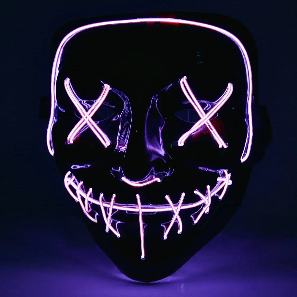 Purple Led Mask Светодиодный маска для Хэллоуина, маски для чистки, тушь для ресниц, костюм, DJ, вечерние светильник, светящиеся в темноте,, косплей из фильма, маска Payday - Цвет: Purple Led Mask