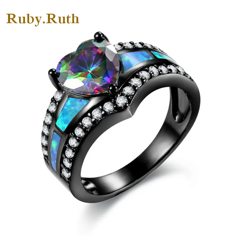 Модные Классические любящие цвета Сердце CZ черный цвет кольцо красивые женские