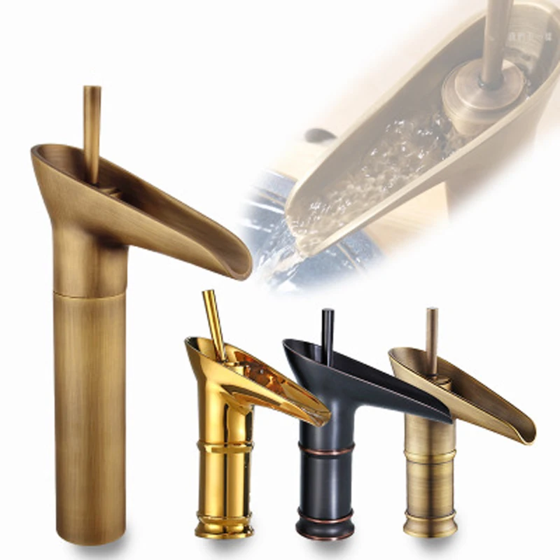 Смесители для раковины из твердой латуни краны ванной комнаты матовый золотой