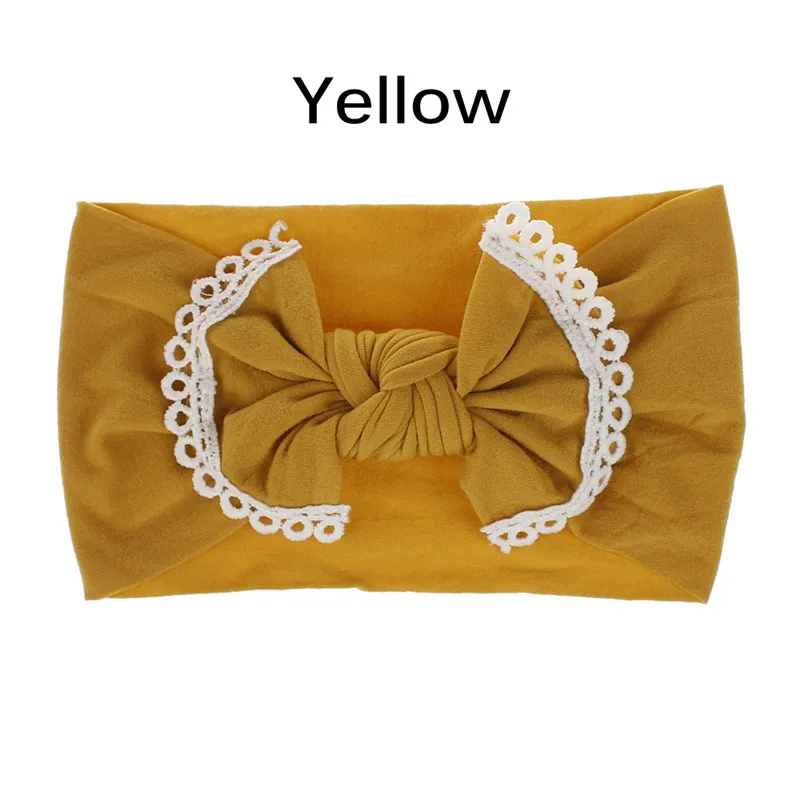 yellow Модные Ободки для девочек с бабочками с отделанным узлом, бант для волос нейлоновая повязка для волос/бант/ободок с помпонами детская головная повязка с узлом на макушке помпон - Цвет: yellow