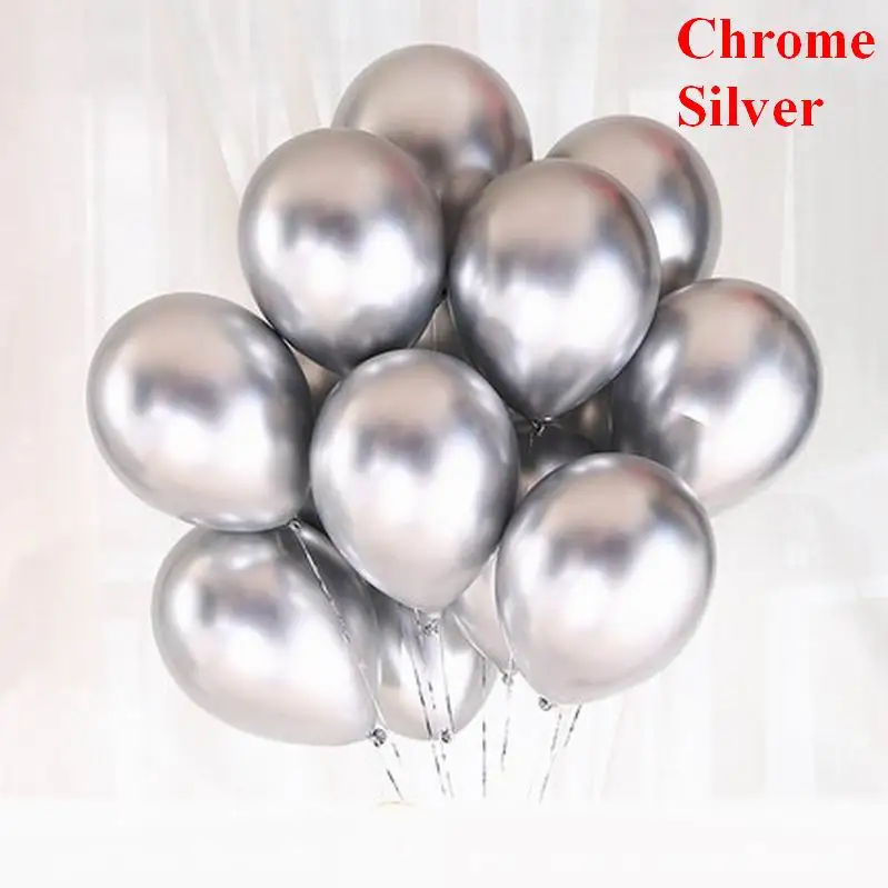 Chrome silver 10 шт. 10 дюймов двойной слой Руди красный бордовый латексные шары металлические надувные воздушные шары Свадьба День Рождения Вечеринка украшения - Цвет: Chrome silver