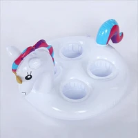 2pcsset rainbow unicorn drink cup holder beach cooler inflatable ice bucket coaster swim pool floats beverage water fun toys