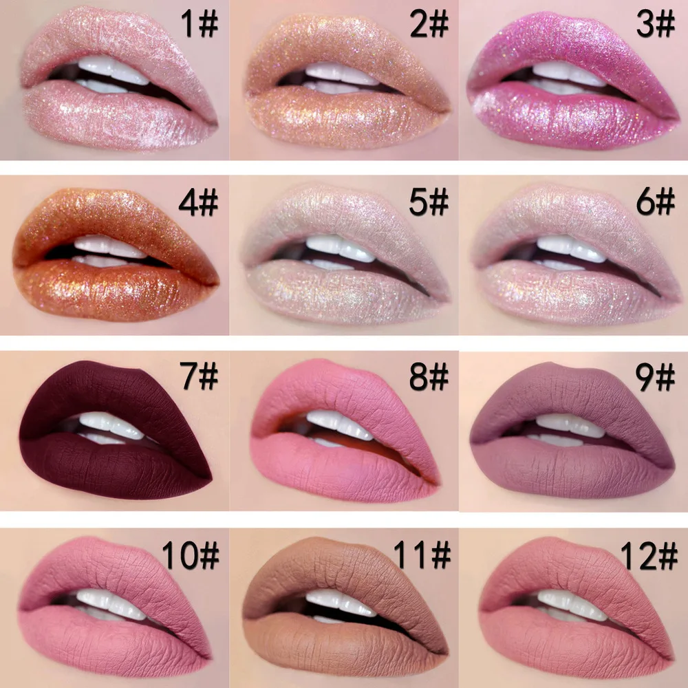 HANDAIYAN 1 шт. долгостойкая жидкая губная помада с блестками косметический