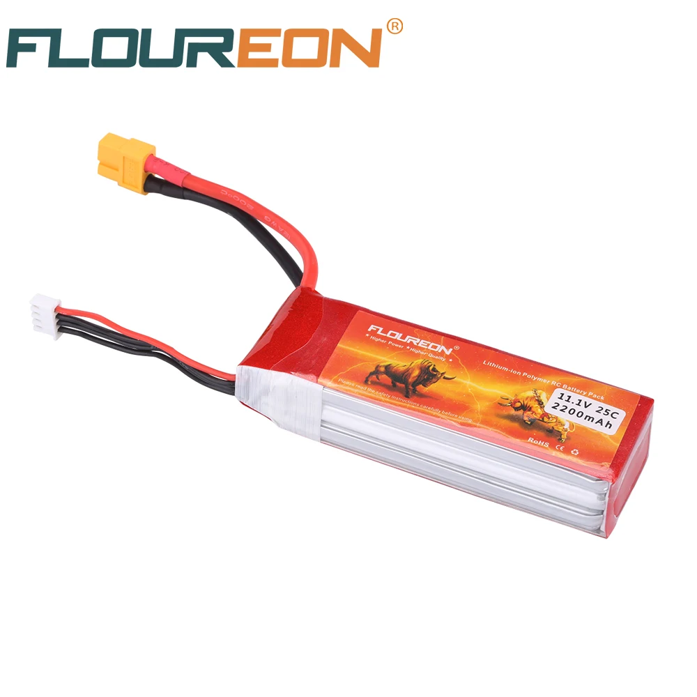 Аккумулятор FLOUREON 25C 3S Lipo 11 1 В 2200 мАч XT60 для радиоуправляемого вертолета