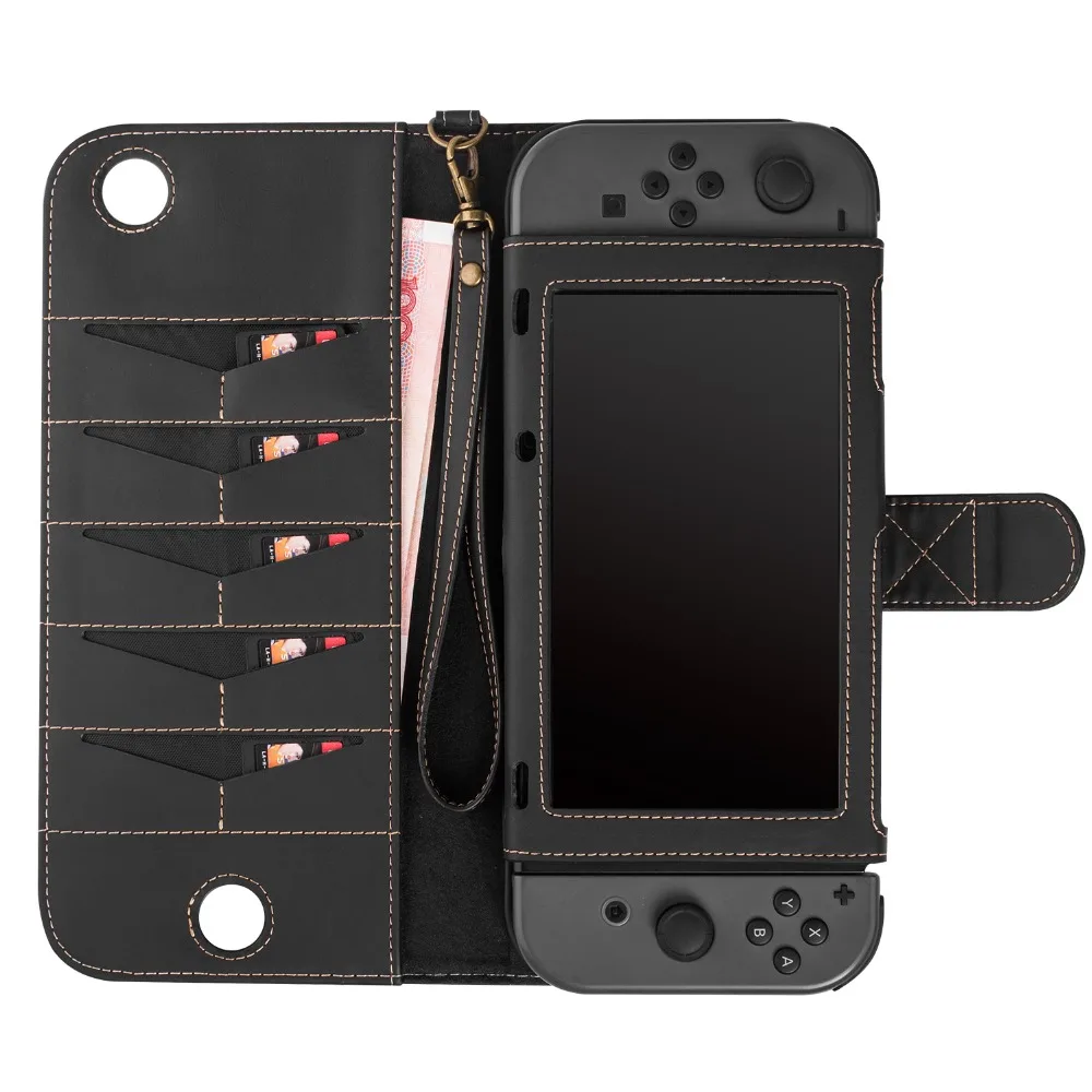 Кожаный чехол с откидной крышкой NS защитный кошелек для Nintendo Switch геймпад 10