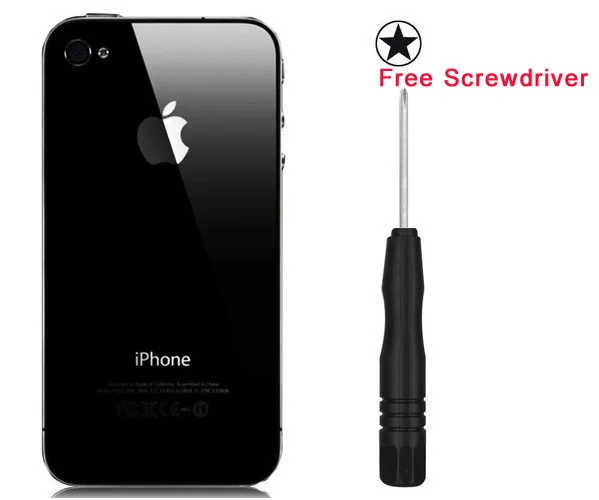 Free shipping OEM Back Glass For iPhone 4 4S 4g Housing Battery Cover Replacement Black / White with a screwdriver|glass candelabra.|battery