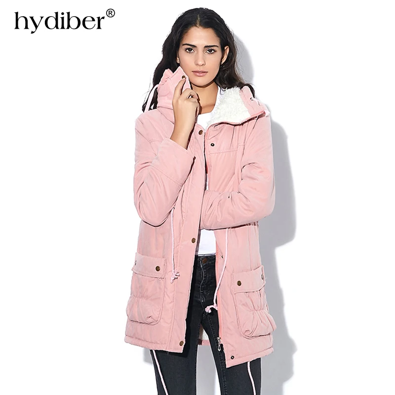 Новый 2016 пальто зимы женщин Тонкий плюс размер Outwear Medium Long Wadded куртка с капюшоном
