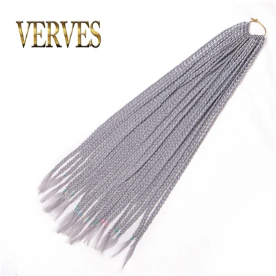 # Серебристо-Серый Вязанные косички VERVES 24 дюймов коробка оплетка 22 корня/упаковка Омбре синтетическое плетение волос Термостойкое волокно распределительный конец - Цвет: # Серебристо-Серый