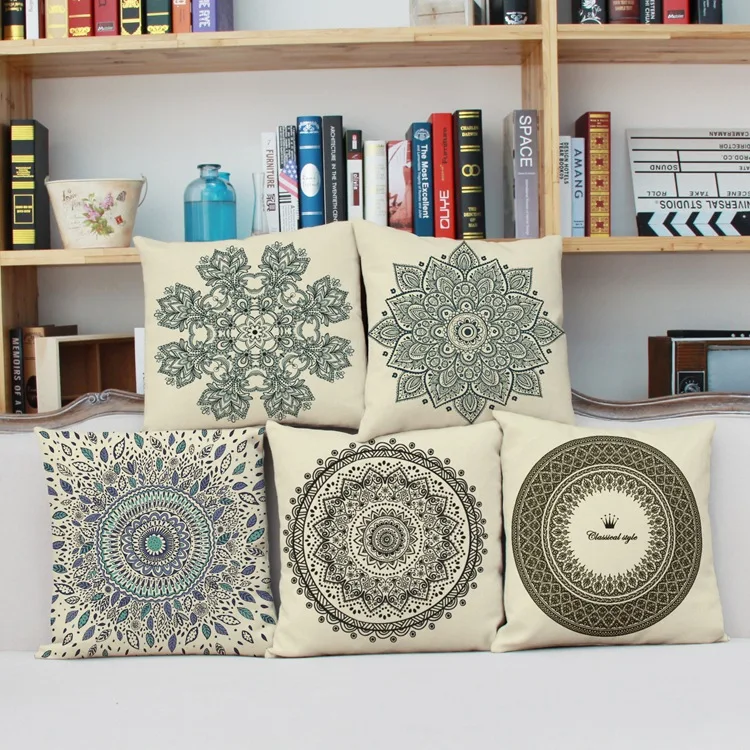 45X45CM льняная хлопковая Подушка винтажная Цветочная Чехол рождественские