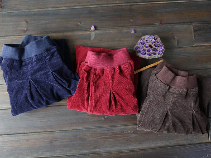 Женская Вельветовая юбка в стиле мори свободная винтажная до колен ретро с