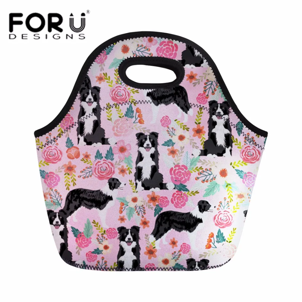 

FORUDESIGNS Insulated Lunch Bag for Kid Girls School Thermal Lunchbox Women Portable Border Collie Food Picnic Storage Container