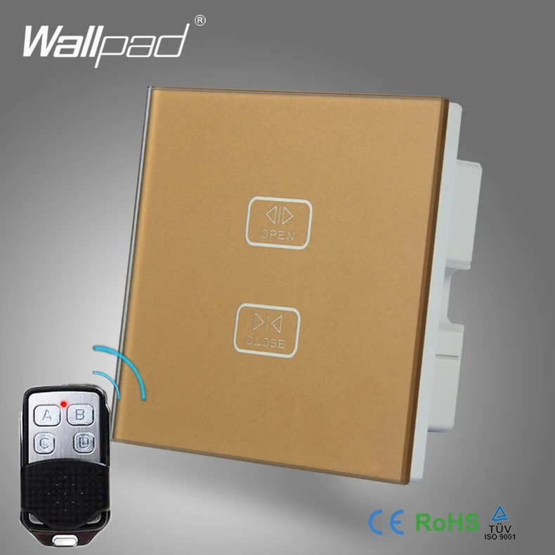 Высококлассный дистанционный переключатель занавески Wallpad Золотое закаленное