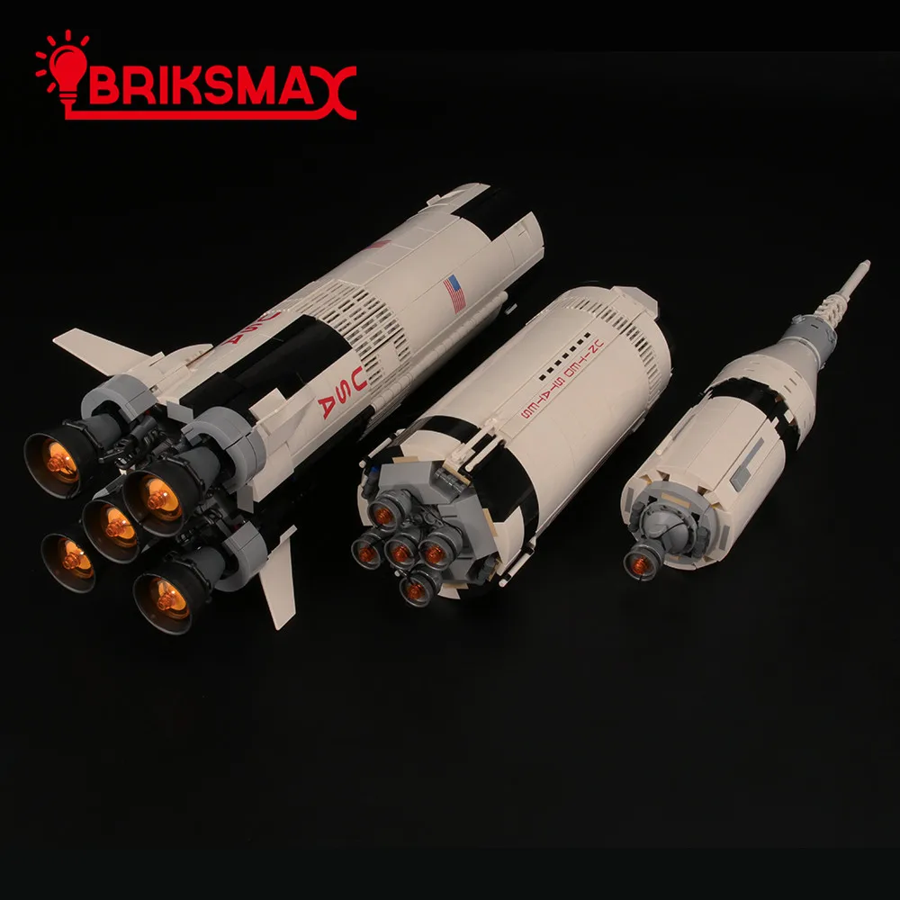 BriksMax светодиодный осветительный набор для идей Apollo Saturn V строительные блоки, совместимые с 21309(не включая модель