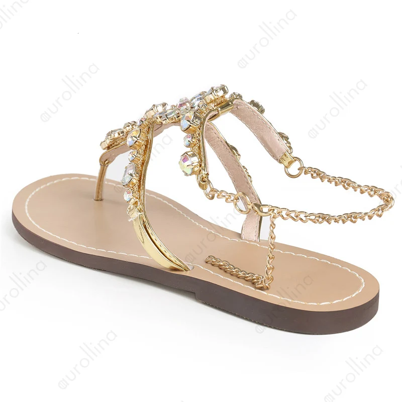 

Women Sandals Fashion Gladiator Sandals Women Summer Shoes Female Flat Sandals Rome Style Gleaming Crystal Rhinestone Sandals