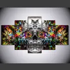 Холст картины Домашний Декор 5 шт. красочные злые яркие черепа Картины модульная HD печатает абстрактная плакат Wall Art Рамки