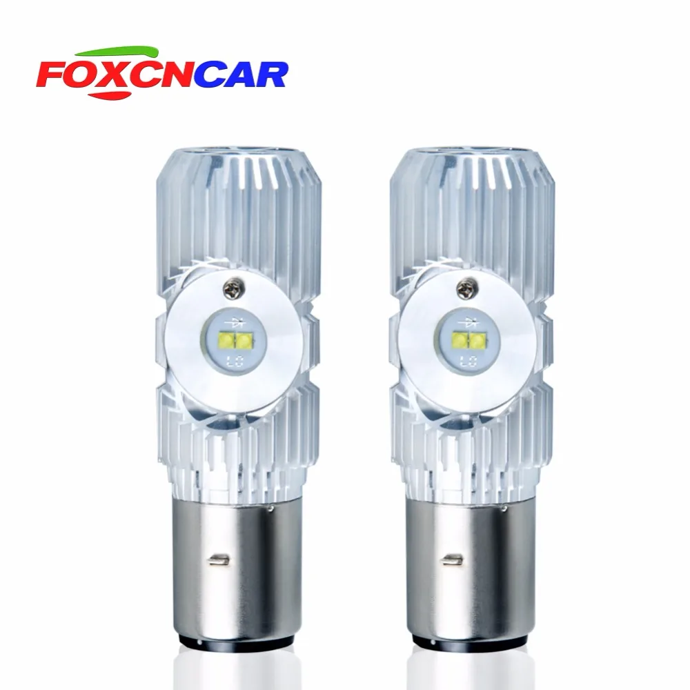 Foxcncar 1 шт. Ba20d светодиодный фар мотоцикла лампы безвентиляторный Мопед ATV 20 Вт 1500LM