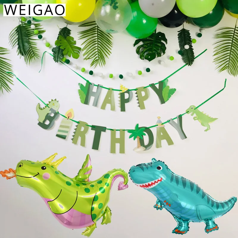 WEIGAO динозавр Декор на день рождения Зеленый Динозавр фольгированные гелиевые