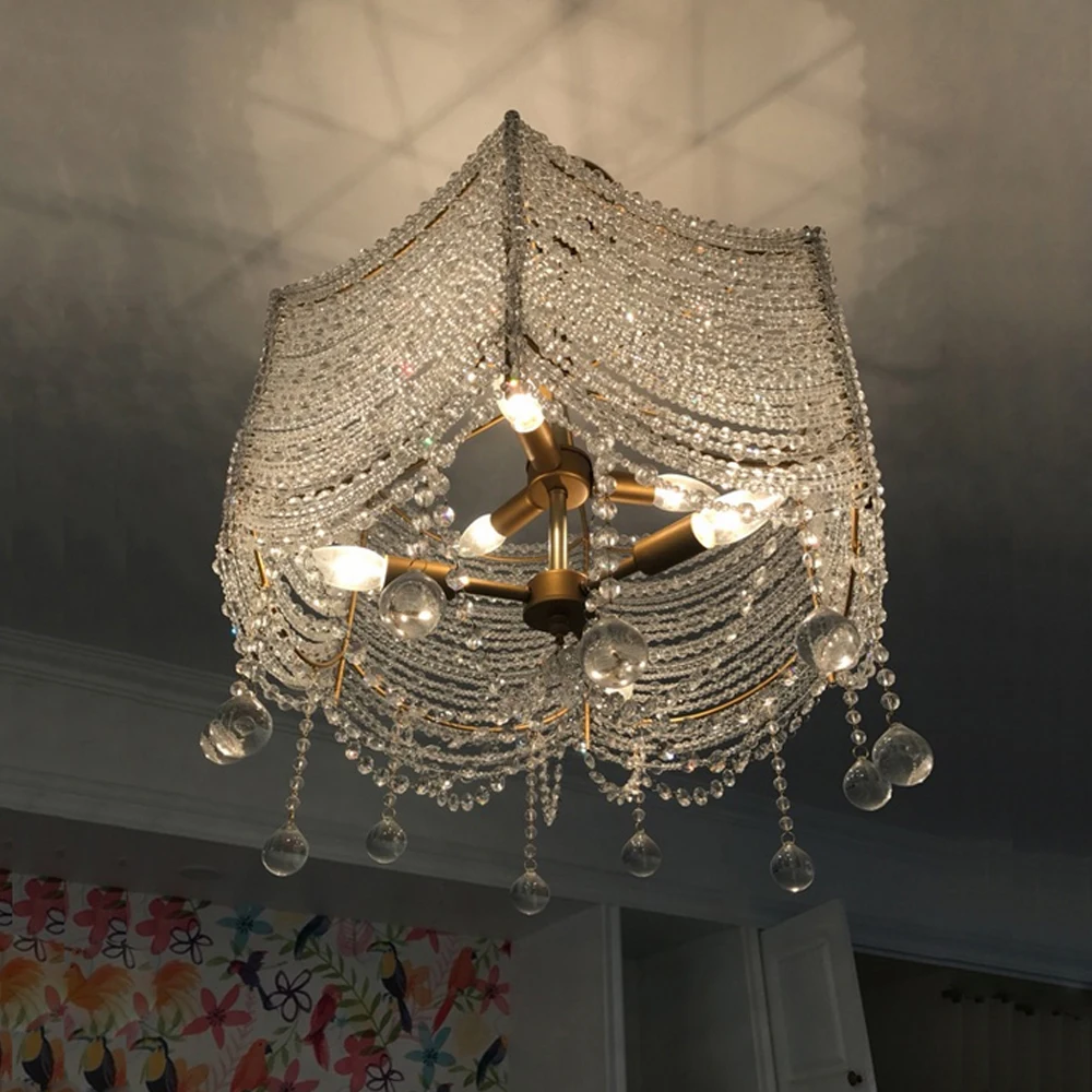 HAIXIANG Modern Iron K9 Crystal Chandeliers 3&amp6 lights Luxury Pendant Lamps Decorative Lighting Living Room Bedroom E14 LED | Лампы и