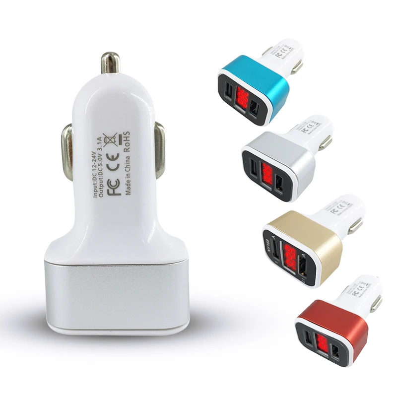 QIACHIP 2-Порты и разъёмы USB Выход автомобильное зарядное устройство со светодиодом