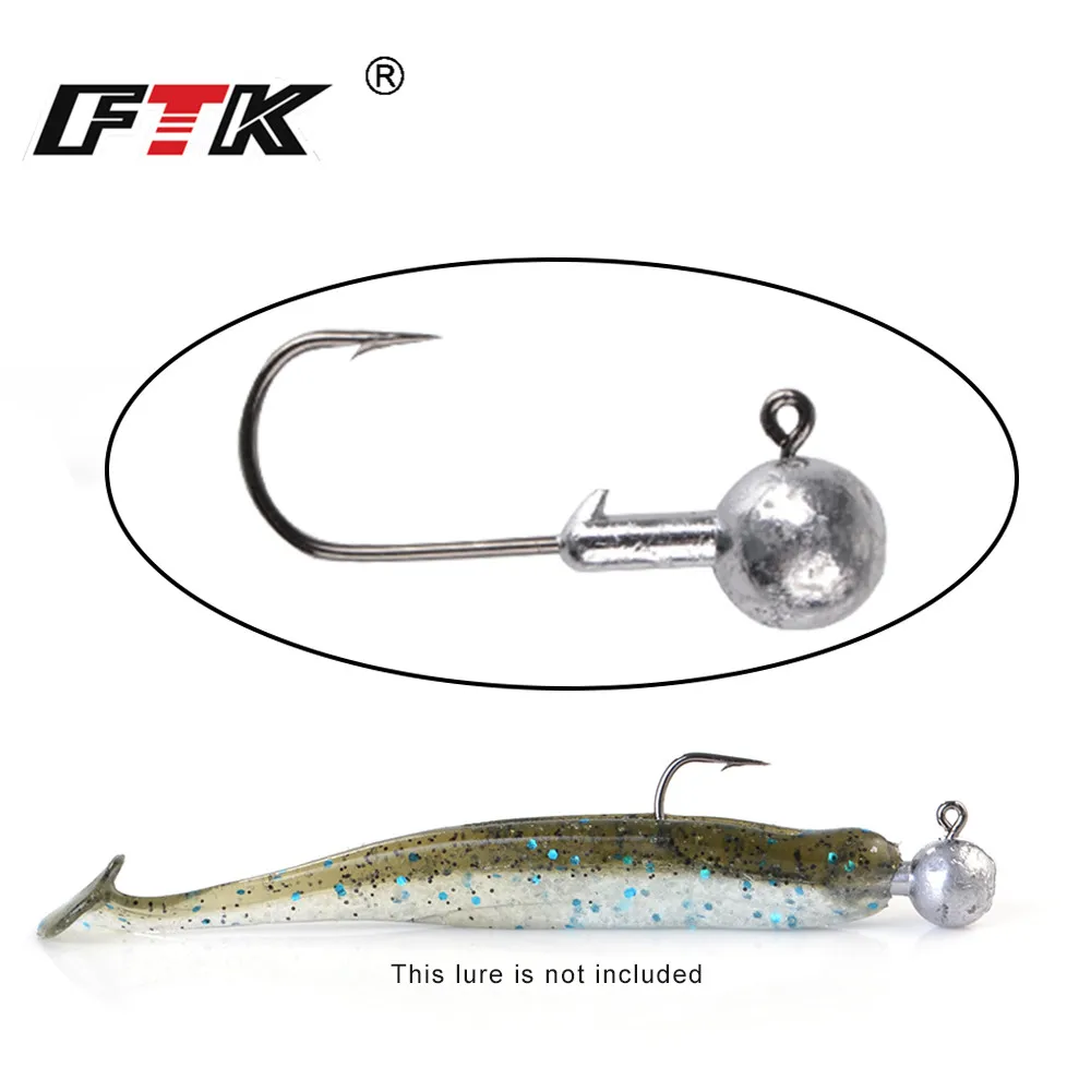 ФТК Jig Head рыболовный крючок для мягкий шэд приманки 1 0 г/1.5g/2.5g/3.5g/5g/7g/10g/14 г/20 г