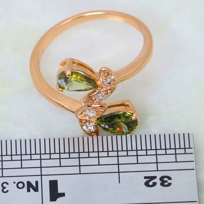 Новый 2019 кольца для Для женщин зеленый фианит Модные украшения кольцо из желтого