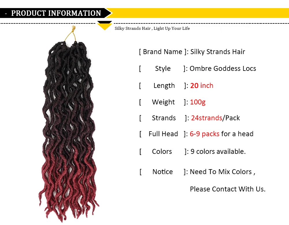 Ombre Faux Locs Curly Crochet Hair 20inch 24 strands/pack Dread Locks Synthetic Crochet Braids Hair Extensions