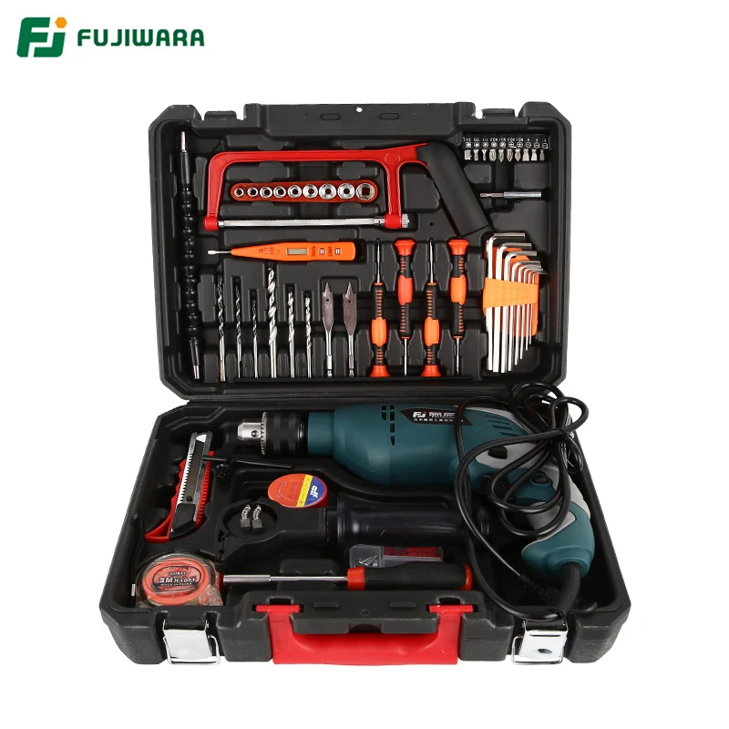 FUJIWARA 710W 220V 50HZ электрическая Ударная дрель 18/38/68 комплекты бытовой ручной Молот настенный сверлильный деревообрабатывающий сверлильный