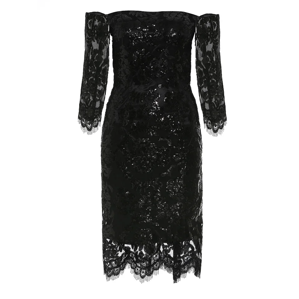 Black Dressv Золотое коктейльное платье размера плюс с короткими рукавами с открытыми плечами платье на выпускной вечер элегантные модные коктейльные платья - Цвет: Black