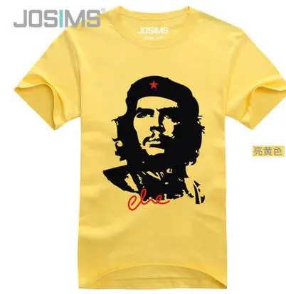 yellow Мужские повседневные хлопковые рубашки, модные CHE GUEVARA с коротким рукавом, мужские высококачественные дышащие летние футболки с принтом, Camisetas A835 - Цвет: yellow