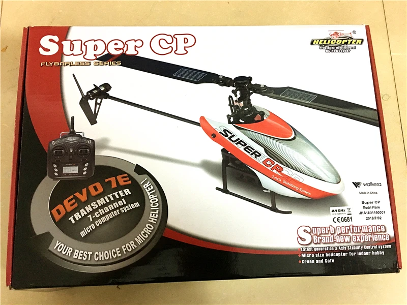 (С 2 батареями) оригинальный Walkera Super CP с передатчиком DEVO 7E 6CH Flybarless 3D RC вертолет