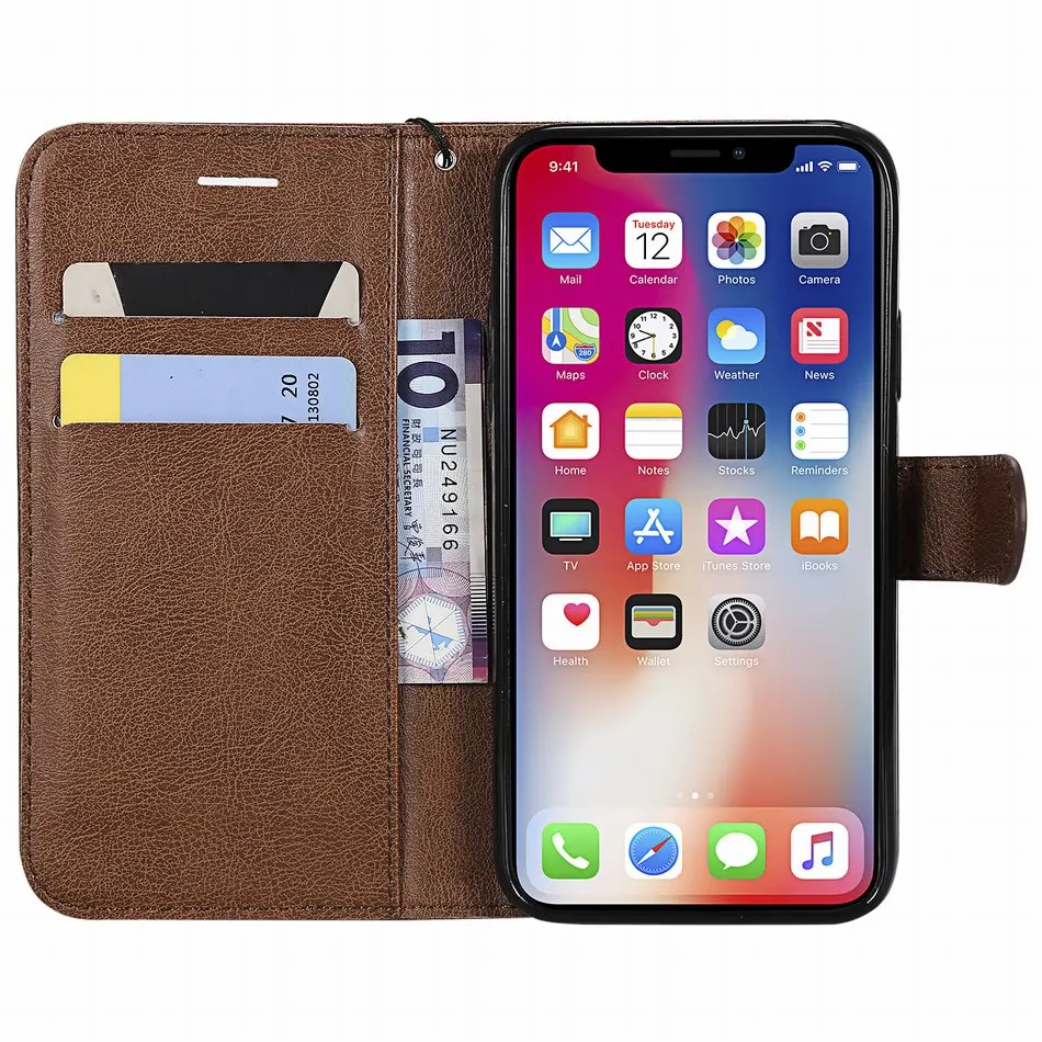 Одноцветные Кожаные чехлы-книжки для iPhone 11 Pro Max X XS MAX XR 7 8 Plus с отделениями для карт, чехлы-подставки DP06F