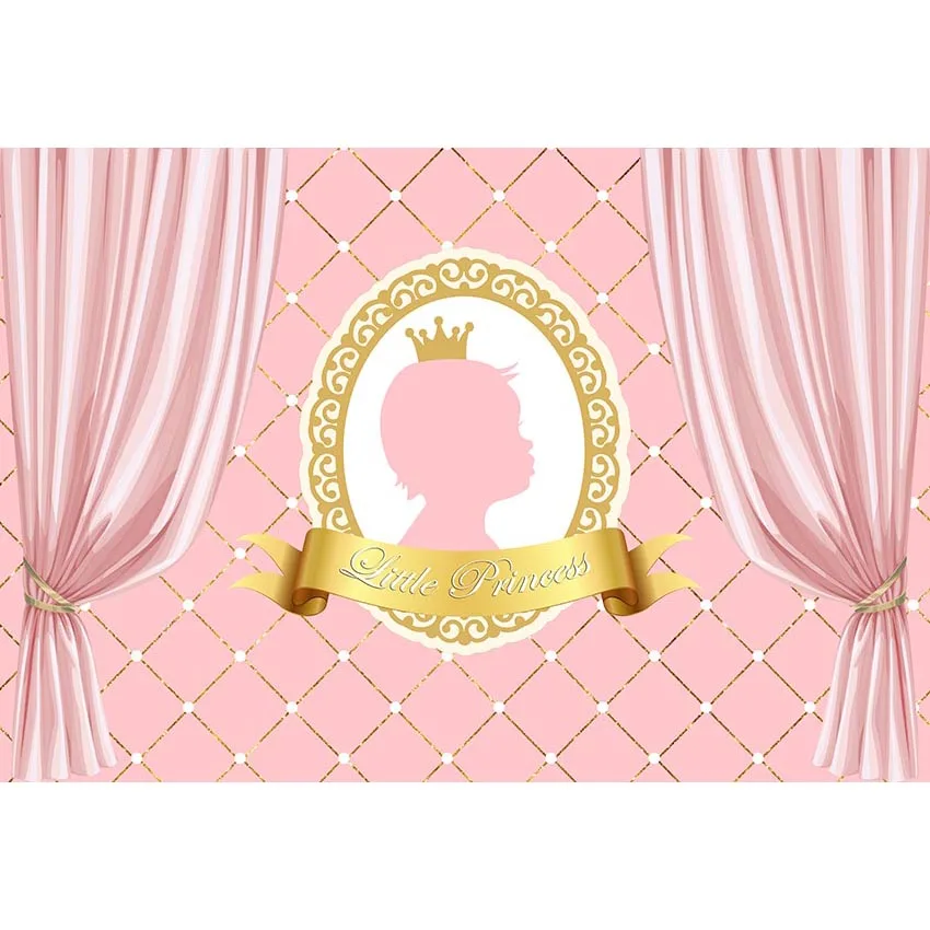 

7x5ft Pink Curtain Diamonds Little Princess Party Custom Washable No Wrinkle Photo Studio Background Backdrop Polyester Fabric